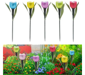 1Pcs Garden Tulip Flower Shape LED Solar Powered Waterproof Tube Lawn Lights Standing Decor for Yard Outdoor Party