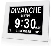 Reloj de calendario digital LCD de 8" con fecha, día y hora | Reloj de Alzheimer | Es para padres, abuelos y niños, color blanco