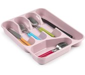 Cubertero Basic Plástico 5 Compartimentos Gris, Cocina, Organizador Bandeja Porta Cubiertos - Plastic Forte