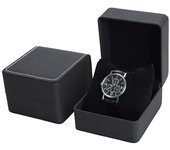 Lnofxas Black Single Watch Gift Box with Pillow PU Leather Wristwatch Display Case Organizer for Men