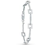 Inmaculada Romero Pulsera Oro 18k con Circonitas Blancas y Cuadrados de Barras - Mujer