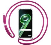 Funda Colgante Transparente para Realme 9 5G con Cordon Rosa Fucsia