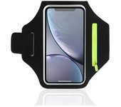 Brazalete Deportivo para Correr with Bolsa de Auriculares, Brazalete Móvil Deportivo Ajustable para hasta 6,7 "(Negro)