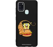 Carcasa para Samsung Galaxy A21s Negro con un diseño de Bob Esponja Burgers