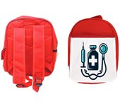 MERCHANDMANIA PACK MOCHILA ROJA Y ESTUCHE logo profesional medicina doctor cirujano school material