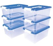 Jovi pack de 6 baules para almacenaje escolar - transparente - ideal para material escolar y juguetes - facil de apilar - cuerpo transparente para busqueda rapida - color varios
