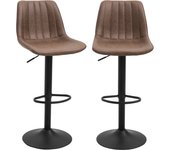 HOMCOM Juego de 2 Taburetes de Bar, Taburetes de Cocina Regulables en Altura, Sillas de Mostrador de Piel Sintética, Sillas Giratorias con Reposapiés, Taburetes de Bar para Cocina, Comedor, Negro, Acero, 53 x 52 x 92-112 cm
