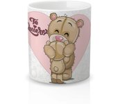 Taza cerámica Regalo Original Amor y Amistad. Resistente 100% al microondas y lavavajillas. Taza con Frase Te quiero personalizable (mama y osezno)