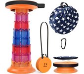 Taburete telescópico de 52 cm con cojín, Taburete portátil para Acampar, Capacidad más Resistente de 250 kg, Taburete Plegable retráctil Ligero Ajustable para jardín, Pesca, Senderismo