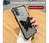 Luxury Glitter Butterfly Holder Phone Case for Oppo A60 A18 A38 A55 A56 A57 A77 A36 A35 A32 5G TPU Plating Protector Back Cover