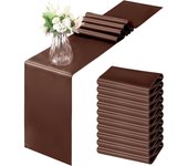 Paquete de 12 Caminos de Mesa de satén Deep Pink de 12x108 pulgadas, Caminos de Mesa para banquetes de Boda y Fiestas de cumpleaños