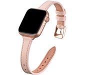 Compatible con correas de Apple Watch de 38 mm, 40 mm y 41 mm, correa de repuesto de cuero genuino, pulsera fina para iWatch Series 7/6/5/4/3/2/1, SE (rosa)