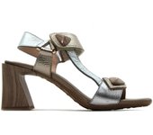 Hispanitas CHV253958 Sandalia elegante,tacón ancho de 8.5cm,madera,cierre con tira adesiva,piedras de adorno, para señora
