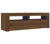 Mueble TV combinadoMueble de TV con luces LED marrón roble 120x35x40 cm