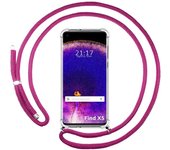 Funda Colgante Transparente para Oppo Find X5 5G con Cordon Rosa Fucsia