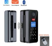 Tuya App Door Lock with Screen LCD Glass Door Fingerprint Bluetooth Smart Electronic Door Lock IC RFID Remote Control Unlock