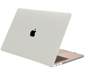 Carcasa para MacBook de Cuero Sintético de Cocodrilo Blanco