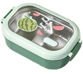 Caja de almuerzo, caja de almuerzo térmica duradera hecha de acero inoxidable, segura, portátil para oficina (verde)