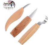 3 herramientas para tallar madera con mango de madera, cuchillo para tallar madera de acero inoxidable (cuchillos para raspar), cuchillo con forma de cuchara