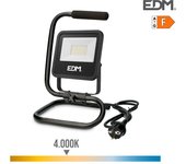Edm Foco Proyector LED con Pie 30W 2370lm 4000K Luz Día Black Series - Alta Potencia