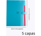 Carpeta de Organizador A4 con 5 Capas en Colores Macaron para Estudiantes Escuela y Oficina Material de Papelería Tipo Clasificador Simple Hecha de Plástico