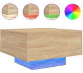 vidaXL Mesa de centro con luces LED 55x55x31 cm Blanco, Negro, Roble Sonoma Mesita de Salón o Comedor o Auxiliar Mesa de Café Meuble Salón