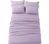 Juego de sábanas tamaño Queen: sábanas de microfibra suave, Sábana ajustable de 14 pulgadas, resistant to Las arrugas y a la decolor, transpurable, 6 piezas (Queen, Lavender)