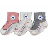 Converse, Chuck Striated, Pack 3 Calcetines, Sin Suela, Algodon, Sportwear, Infantil, Rosa/Beige/Gris, NC0172_AB5//