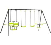 Outsunny Juego de Columpio Infantil Exterior con 2 Columpios Asientos Abatibles Balancín y Marco de Acero Columpios para Niños de 3-8 Años 355x184x186 cm Verde