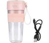 Mini exprimidor portátil de frutas recargable por USB de 300 ml, licuadora para el hogar, la oficina, viajes al aire libre, color rosa