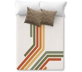 Manterol - Manta de terciopelo estampado geométrico a rayas grosor de 570gr/m². Tejido extra suave de calidad, ideal para los meses de invierno.