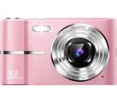 Cámara digital compacta HD de 50 MP con zoom de 16x, HD 1080P, divertida cámara para niños, niñas, estudiantes, principiantes y festivales de cumpleaños (rosa)
