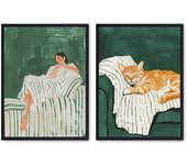 Set de 2 cuadros calidad premium con marco de madera - 30x40 cm o 50x70 cm - POSTER LAB