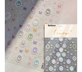1pcs 5D Japanese Colorful Nail Art Stickers AB Kawaii Tulip Flower Nail Decorations Decals Self Adhesive Slider DIY Accessories