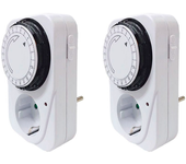 Temporizador mecánico de 24 horas, temporizador cíclico para interior, color blanco, Enchufe Europeo, IP20 analógico, 30VAC, 3500W, 16A, pack de 2 unidades.