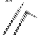 24AWG Noise-reduction Black White Electric Guitar Audio Cable 6.35mm Jack 30-50cm Length Optional