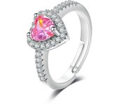 High quality eternal pink heart ring, suitable for women's daily wear, copper and zircon party ring, light luxury jewelry