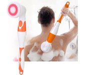 Cepillo de baño eléctrico 4 en 1, exfoliante, limpiador corporal, cepillo de masaje para ducha (naranja)