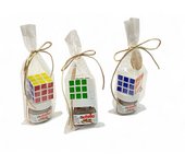 Lote de 10/15 regalos para niñas niños Nutella mini con cucharita de madera y cubo mágico de colores en bolsa de regalo lazo color champan regalos para niñas niños cumpleaños comuniones bodas regalos originales para niños
