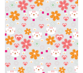 Papel Pintado Infantil Floral Gatos