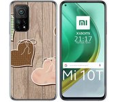 Tumundosmartphone Funda Gel Tpu para Xiaomi Mi 10T / 10T Pro diseño Corazones Madera Dibujos