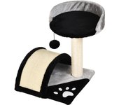 PawHut Rascador para gatos con pelotas de juego, rascador para gatos, cuerda de sisal, varillas rascadoras, color negro, 35,5 x 37 x 46 cm