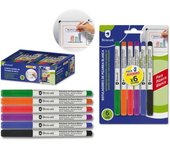 Bismark pack de 6 rotuladores para pizarra blanca - punta fina - tinta de secado rapido - borrado facil - colores surtidos