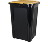 Tontarelli - Cubo de Basura 44L (Negro/Tapa Amarilla, Verde, Azul o Blanca) - Cubo Basura con Gran Capacidad, Fácil de Limpiar, Resistente a Golpes, Tapa Antiolores, Ideal para Cocina, Baño u Oficina