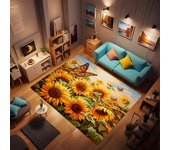 Alfombra de girasol, alfombra antideslizante con diseño de girasol y mariposa, alfombra de polea para cocina, dormitorio, sala de estar, habitación de niños, decoración de granja de 24 x 36 pulgadas