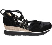 GIOSEPPO | Sandalias de Cuña Gioseppo Griswold para Mujer – Zapato con Cuña en Color Negro con Detalles – Sandalia con Cordones – Estilosas – Cuña Media y Cómoda – Versátiles – Modelo 74272-GRISWOLD