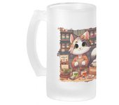 MERCHANDMANIA JARRA CERVEZA CRISTAL gato herbolista animal profesion herbolisteria esmerilada esmerilado 500ml