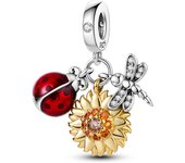 925 Sterling Silver Sunflower Leopard Golden Series Charms Beads Pendant Fit Original Fine Bracelets S925 DIY Jewelry Gifts