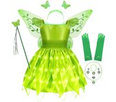 Tinker Bell Dress Girls LED Light Halloween Costume Kids Evening Fancy Fairy Princess Cosplay Party Carnival Dress