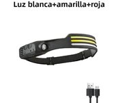 1/2/3-wire LED Headlights with 5 Lighting Modes, Super Bright Sensing COB Headlights, Flashlight, USB Charging